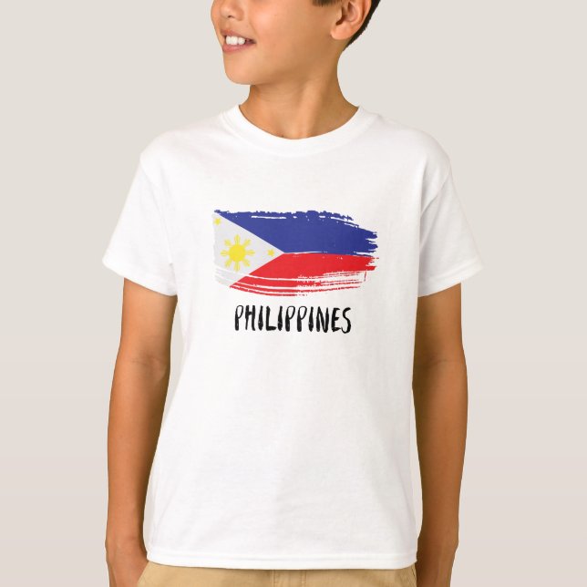T-shirt J'aime les Philippines avec un drapeau (Devant)