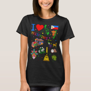 T-shirt J'aime les Philippines, le drapeau des Landmarks e