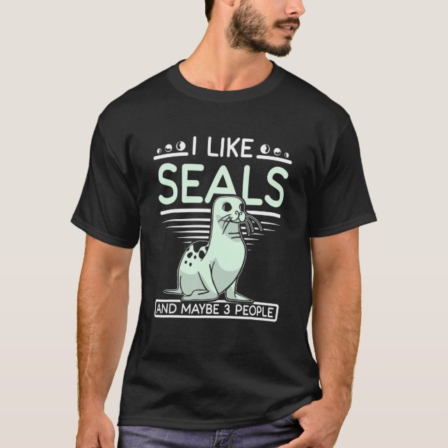 T-shirt J'aime les phoques et peut-être 3 personnes (Devant)