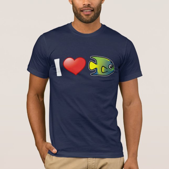 T-shirt J'aime les poissons-anges de la Reine (Devant)