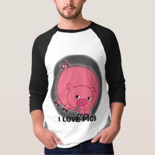 T-SHIRT J'AIME LES PORCS (LES PORCS DES DEUX CÔTÉS)