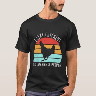 T-shirt J'Aime Les Poulets Et Peut-Être 3 Personnes Le Pou