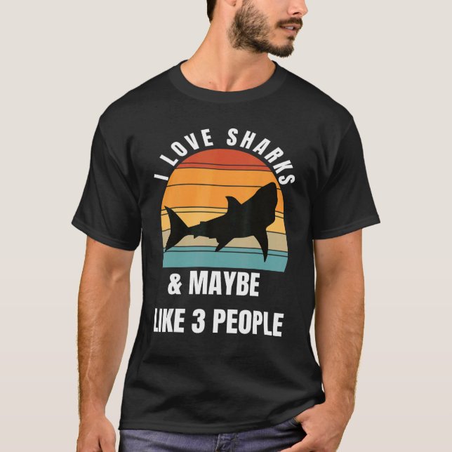 T-shirt J'aime les requins et peut-être 3 personnes (Devant)