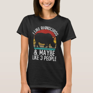 T-shirt J'aime les rhinocéros et peut-être 3 personnes che