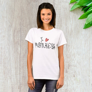 T-shirt J'aime les singes, typographie manuscrite mignonne