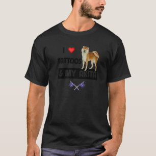 T-shirt J'aime les tatouages et mon chien Akita tatouage m