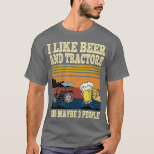T-shirt J'aime les tracteurs de bière et peut-être 3 perso