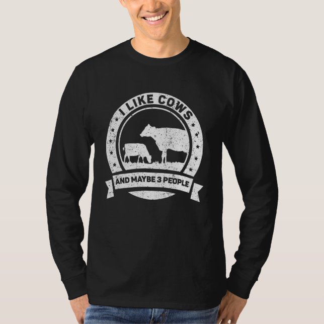 T-shirt J'Aime Les Vaches Et Peut-Être 3 Personnes Agricol (Devant)