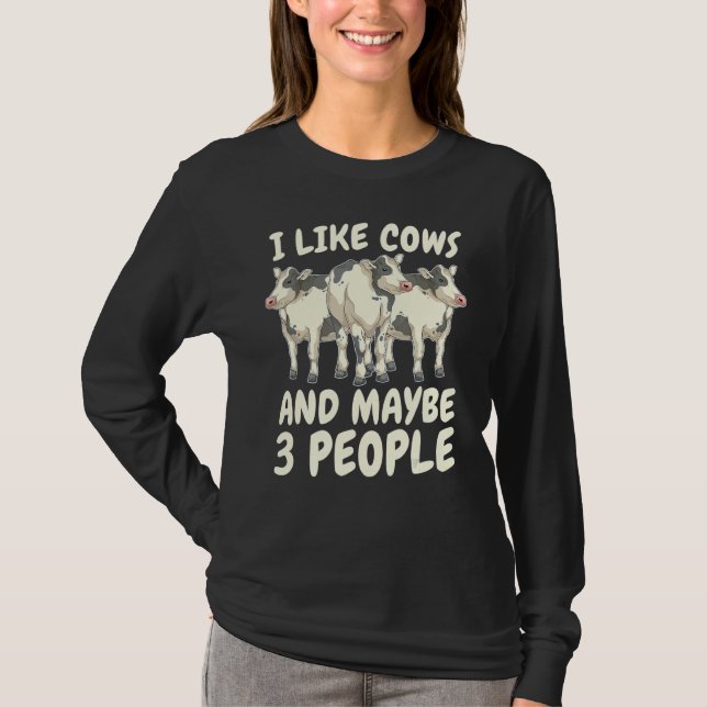T-shirt J'Aime Les Vaches Et Peut-Être 3 Personnes Agricol (Devant)