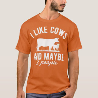 T-shirt J'Aime Les Vaches Et Peut-Être Comme 3 Personnes V