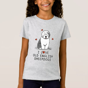 T-Shirt J'aime les vieux bergers anglais (Grey 1) mignonne