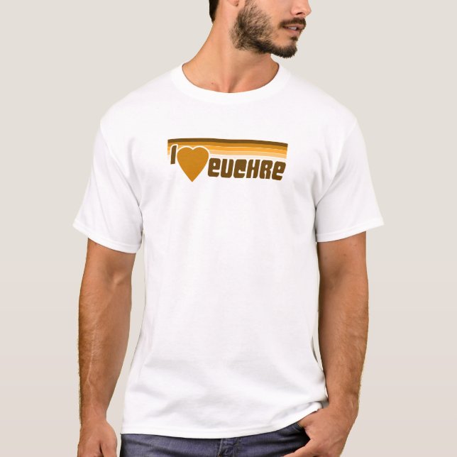 T-shirt J'aime l'Euchre rétro les années 70 (Devant)