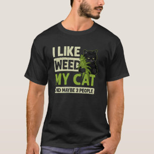 T-shirt J'aime l'herbe à mon chat et peut-être 3 personnes