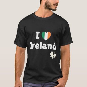 T-shirt J'aime l'Irlande - Cœur du drapeau irlandais et tr