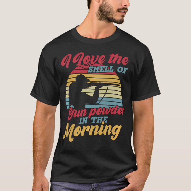 T-shirt J'Aime L'Odeur De Poudre D'Armes À Feu Du Matin (Devant)