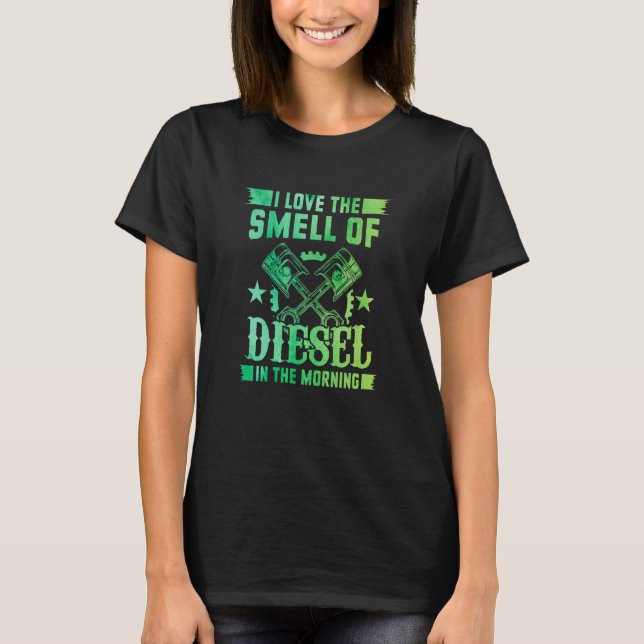 T-shirt J'Aime L'Odeur Du Diesel Dans La Voiture Matin Mec (Devant)