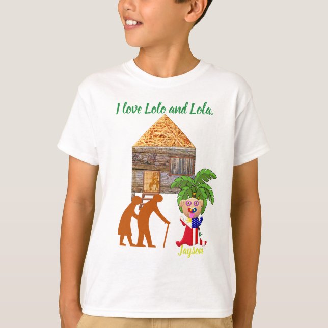 T-shirt J'aime Lolo et Lola, mignonne Philippine, FilAm (Devant)