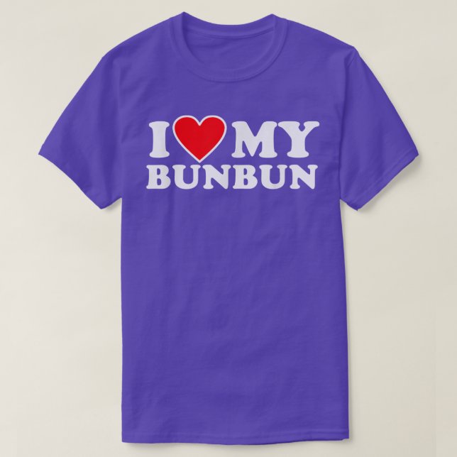 T-shirt J'aime ma chemise Bunbun avec coeur (Design devant)