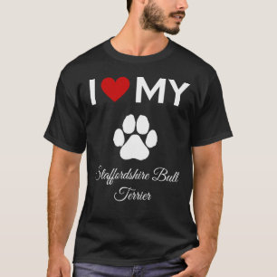 T-shirt J'aime ma coutume de chien Staffordshire Bull Terr