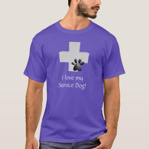 T-shirt J'aime ma croix et patte de chien de service