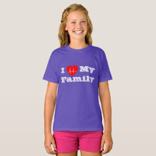 T-shirt J'aime ma famille Chemise cardiaque personnalisée 