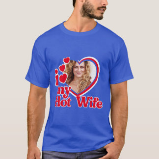 T-shirt J'aime ma femme chaude photo de coeur