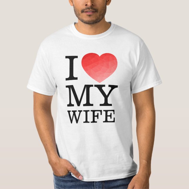 T-shirt J'aime ma femme coeur géométrique Saint Valentin (Devant)