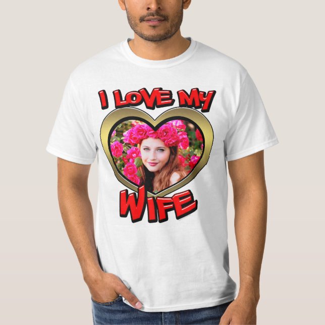 T-shirt J'aime ma femme Graffiti Heart Gold Red Photo (Devant)