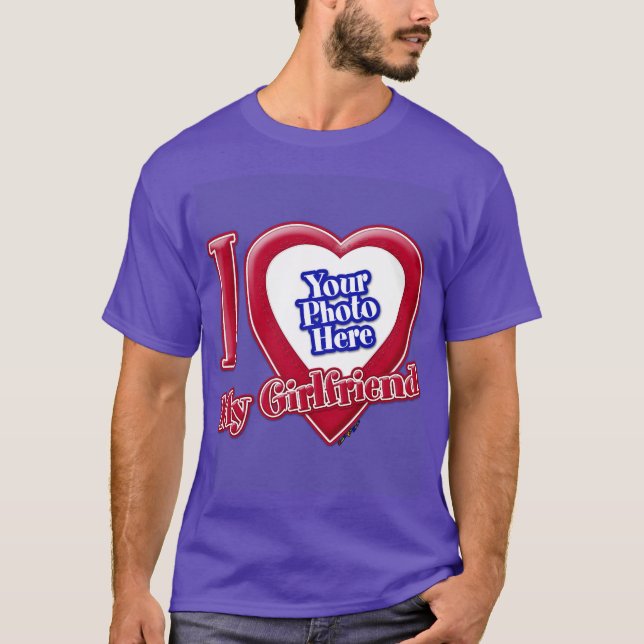 T-shirt J'Aime Ma Fille Photo Coeur Rouge Violet (Devant)