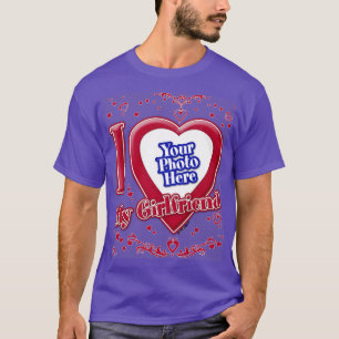 T-shirt J'Aime Ma Fille Photo Coeurs Rouges Violet