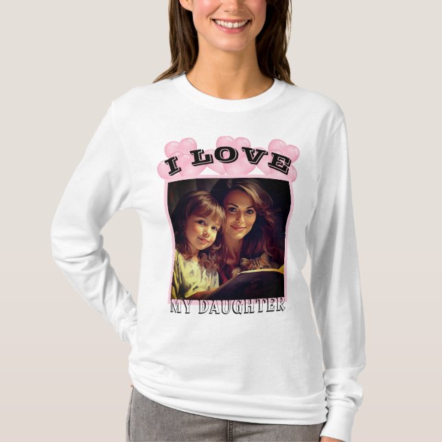 T-shirt J'aime ma fille Photo personnalisée (Devant)