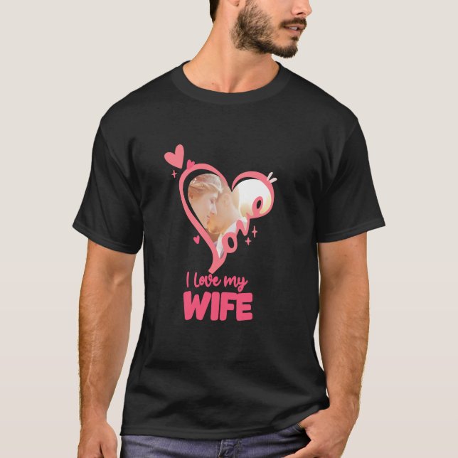 T-shirt J'aime ma Girlfriend Cool Heart Photo. (Devant)