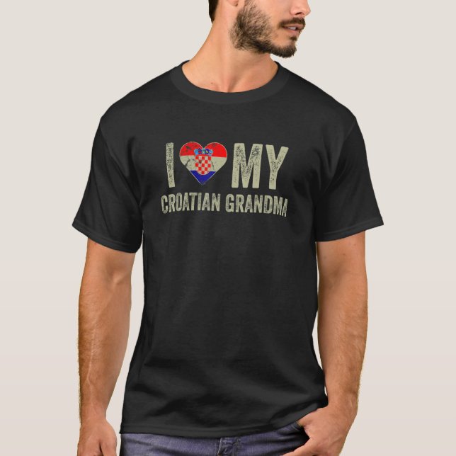 T-shirt J'aime ma grand-mère croate Croatie Flag Family El (Devant)