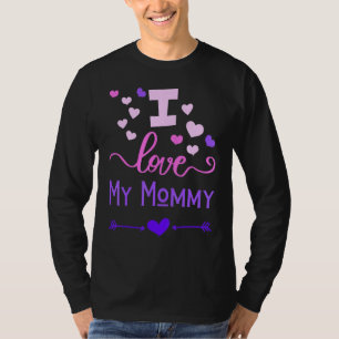T-shirt J'Aime Ma Mère Pour Enfants Fils Fille Jeune Fille