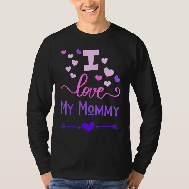 T-shirt J'Aime Ma Mère Pour Enfants Fils Fille Jeune Fille (Devant)