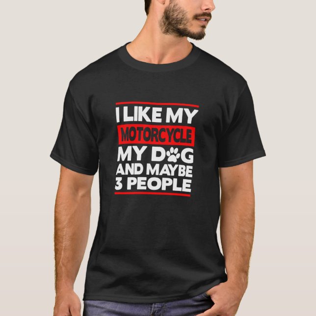 T-shirt J'aime ma moto et peut-être 3 personnes (Devant)