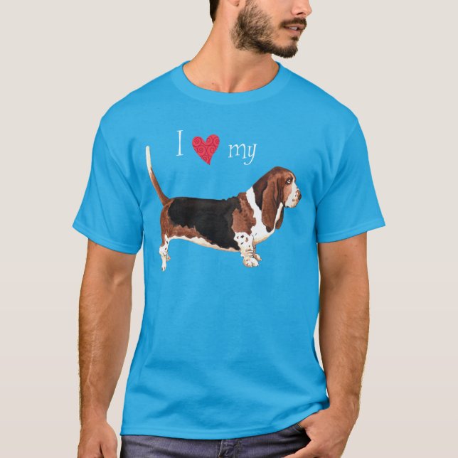 T-shirt J'aime ma peau de Basset (Devant)