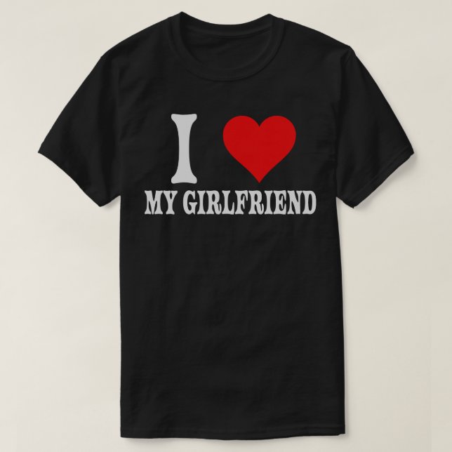 T-shirt J'Aime Ma Petite Amie Big Red Heart Relation (Design devant)