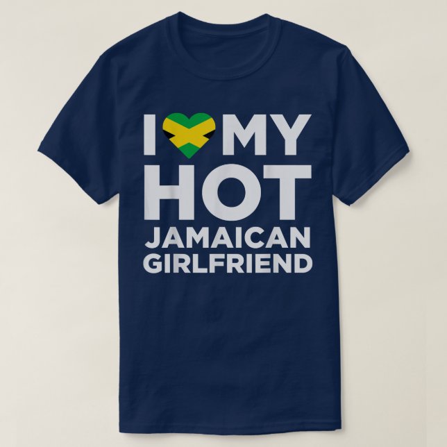 T-shirt J'Aime Ma Petite Amie Chaude Jamaïcaine Mignonne J (Design devant)