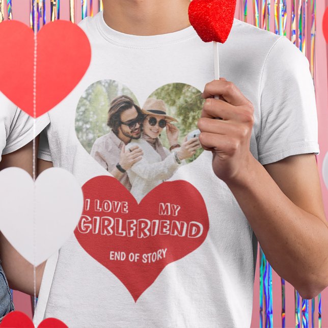 T-shirt J'aime ma petite amie coeur photo personnalisée (Créateur téléchargé)