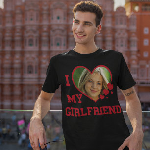 T-shirt J'Aime Ma Petite Amie Personnalisée Noir