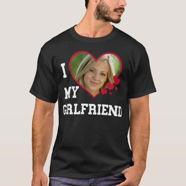T-shirt J'Aime Ma Petite Amie Personnalisée Noir (Devant)