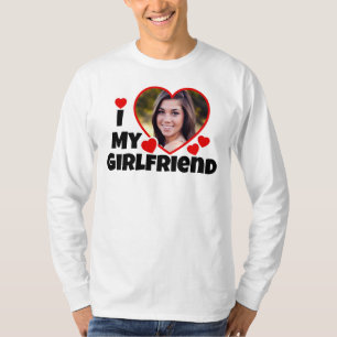 T-shirt J'Aime Ma Petite Amie Personnaliser Photo Long Sle