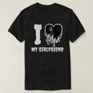 T-shirt J'aime ma petite amie Photo de cœur blanc gothique