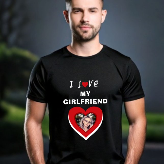 T-shirt J'aime ma petite amie Photo du coeur (Créateur téléchargé)