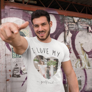 T-shirt J'aime ma petite amie Photo personnalisée