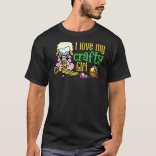 T-shirt J'aime ma petite fille artisanale Tricot Citation