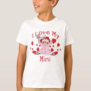 T-shirt J'aime ma poupée et coeurs de chiffon Mimi
