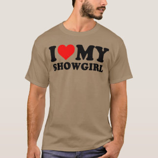 T-shirt J'aime ma Showgirl Red Heart rétro rétro