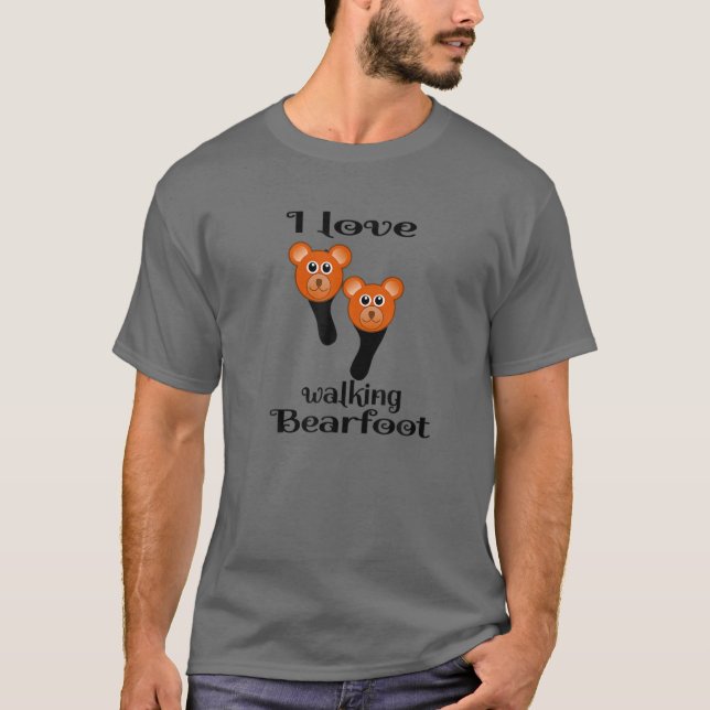 T-shirt J'Aime Marcher Pied D'Arrière, Drôle Design. (Devant)
